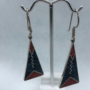 VTG Sterling Navajo Inlay Earrings